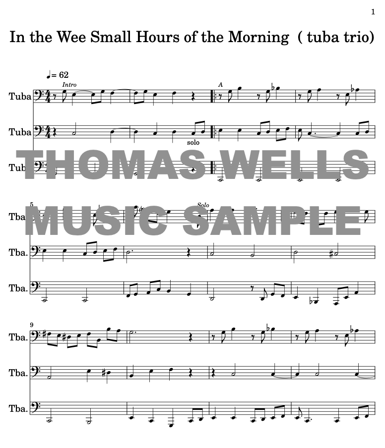 In the Wee Small Hours of the Morning Tuba Trio - Thomas Wells Music