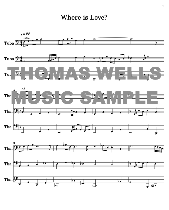 Where is Love Tuba Trio Sample Sheet Music